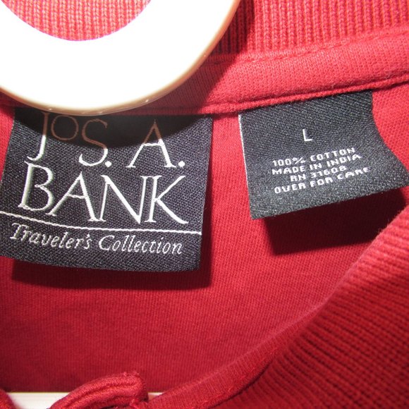Jos A. Bank Traveller's Collection Long-Sleeve Red-Orange L Polo Sweater/Shirt - Picture 4 of 8